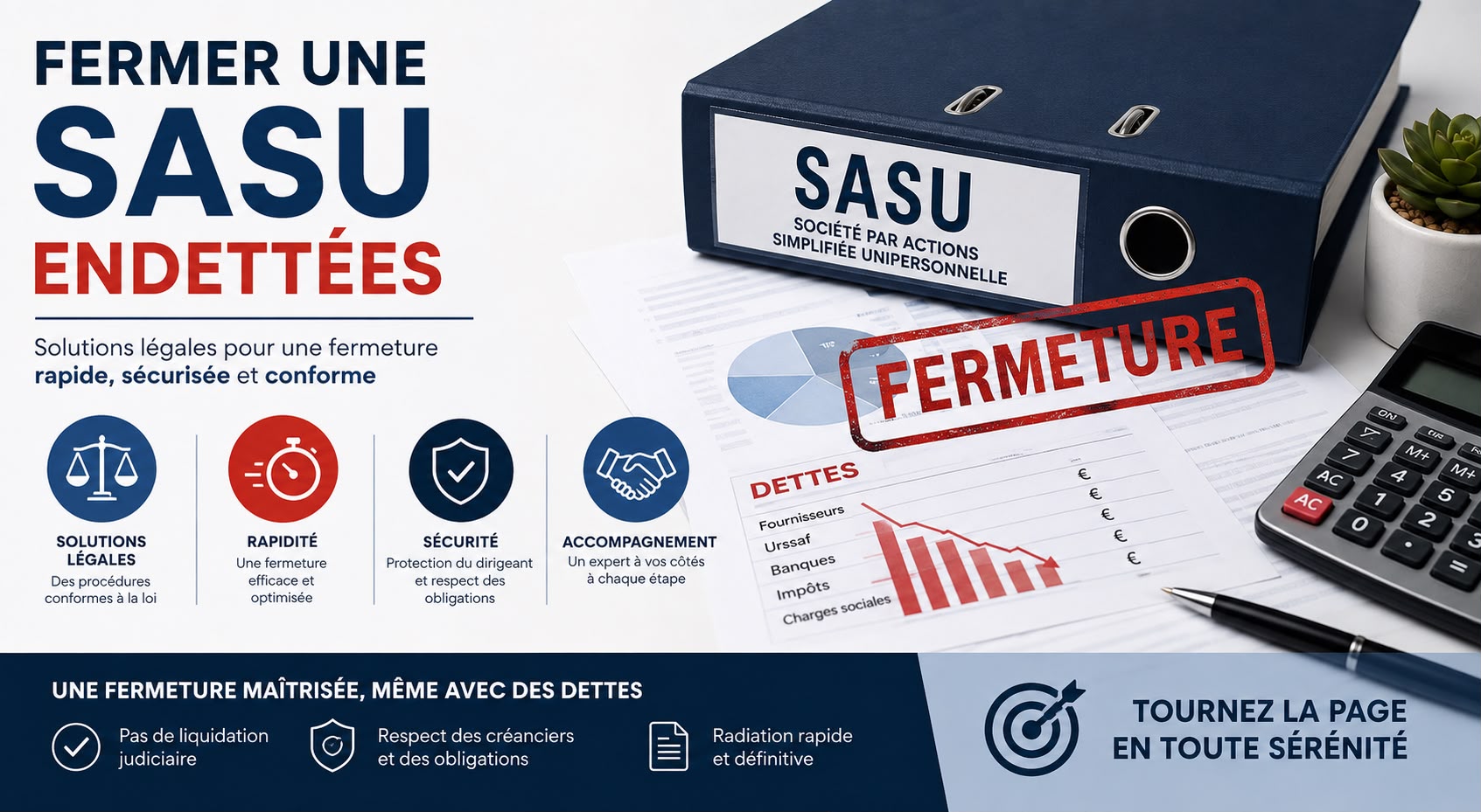 fermer une sasu avec dettes