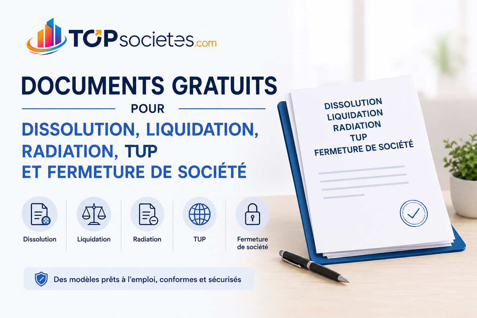 modèle pour dissolution, liquidation, radiation, TUP, TUP transfrontalière