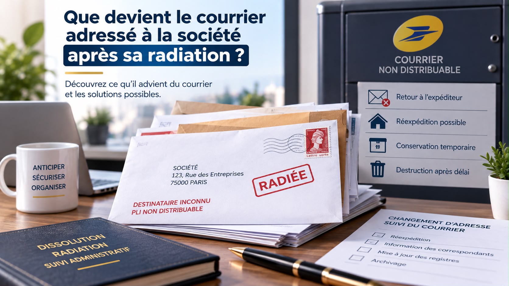 TUP Que devient le courrier adressé à la société après sa radiation ?